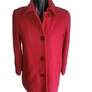 Jones New York Red Wool & Cashmere Blend Mid Length Coat